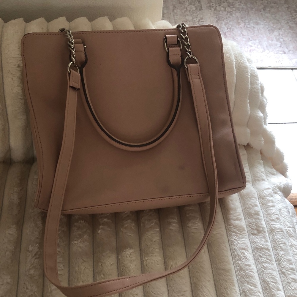 Nine West Blush Tote with Chain-Trim Handles